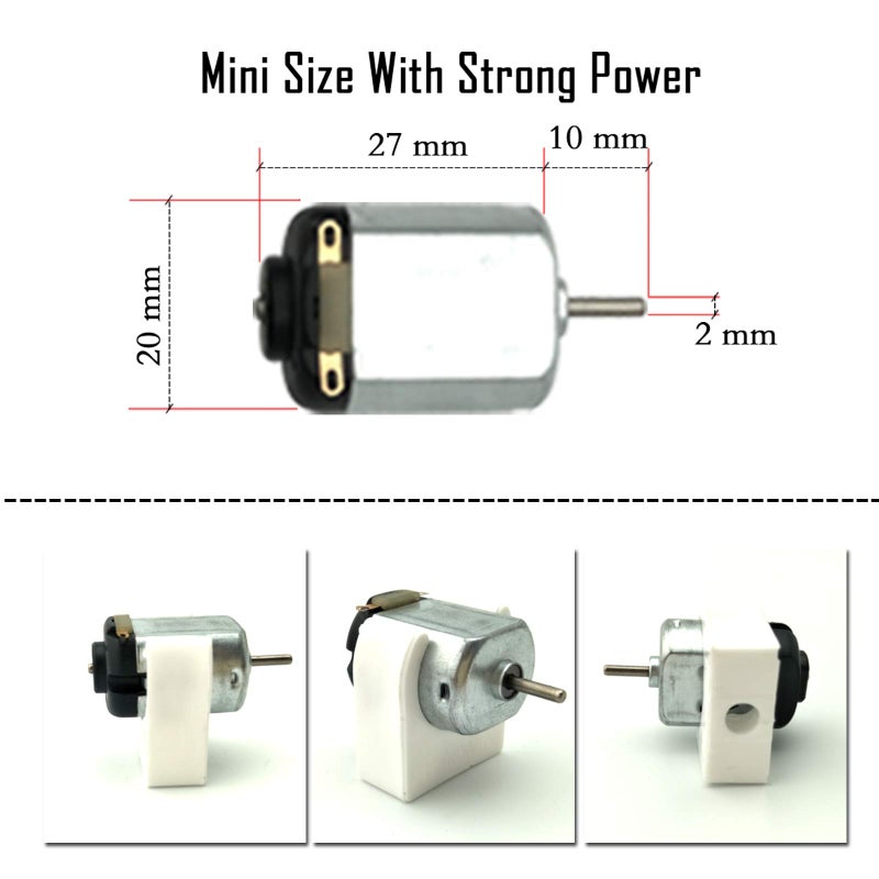 EUDAX 6 Set Small DC motor Mini Electric Hobby Motors 1.5V-3V 24000RPM with 2x1.5V AA Battery Holder Case,Motor Bracket,Rocker Switch and 12Pcs 25cm Electronic wire for DIY toys - Image 3